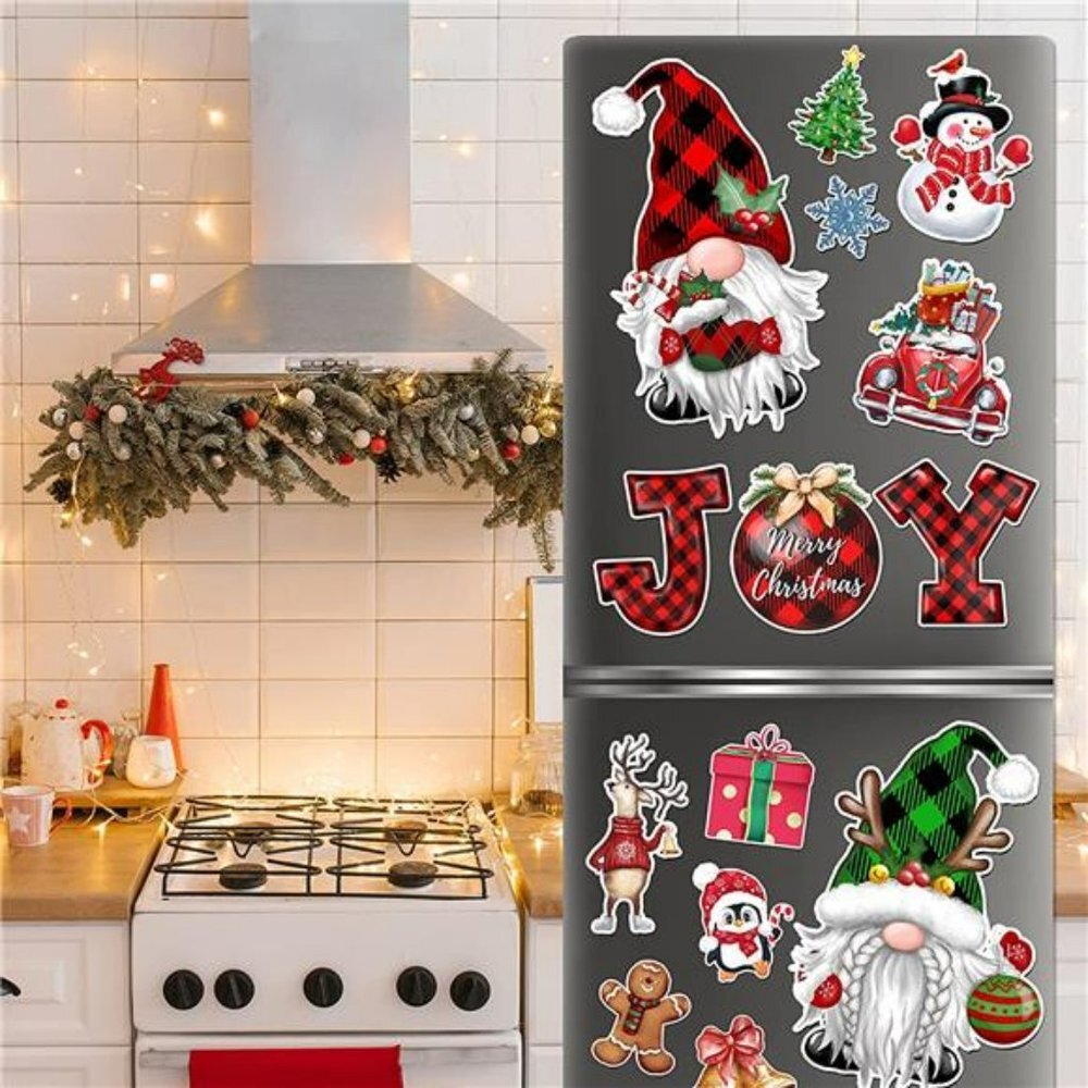 14Pcs Joy Gnome Fridge Car Garage Door Magnetic Stickers Holiday Decoration